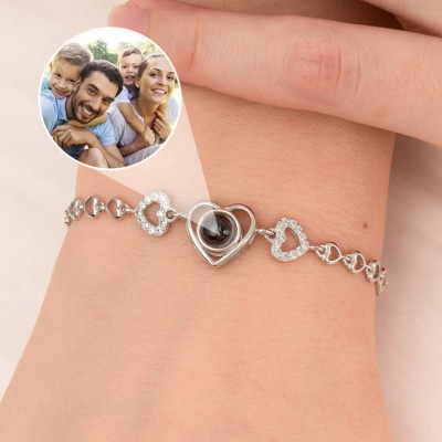 Pulsera personalizada con proyección de fotos de corazón para su regalo del día de San Valentín para novia, regalo de aniversario de boda para esposa