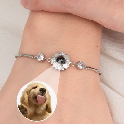 Pulsera personalizada de proyección de fotos de girasol para mujer, regalo de aniversario para esposa, regalo del día de San Valentín para ella