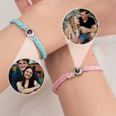 Pulsera de proyección de fotos de pareja personalizada, regalo conmemorativo para novio, regalo de San Valentín para él