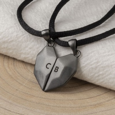 Collar de corazón de patchwork magnético personalizado de 2 piezas