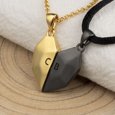 Collar de corazón de patchwork magnético personalizado de 2 piezas