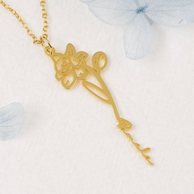 Collar con nombre de flor de nacimiento