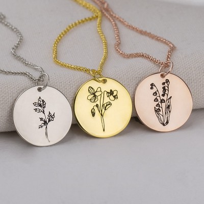 Regalo personalizado del collar de flores del mes de nacimiento para mamá