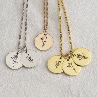 Regalo personalizado del collar de flores del mes de nacimiento para mamá