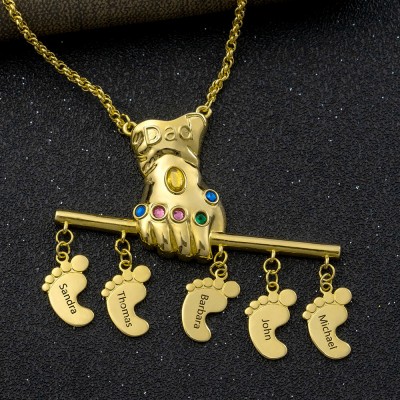 Collar personalizado con nombre de guante de Thanos con colgantes de 1 a 10 pies de bebé