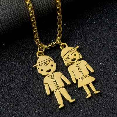 Collar personalizado con nombre colgante para niños con grabado 1-10 nombres