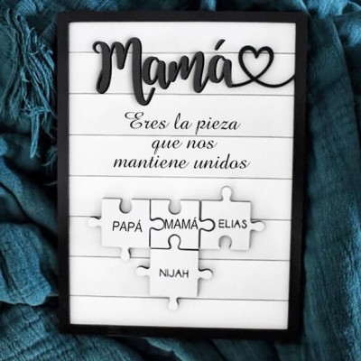 Piezas de rompecabezas personalizadas Signo de nombre Regalo del día de la madre