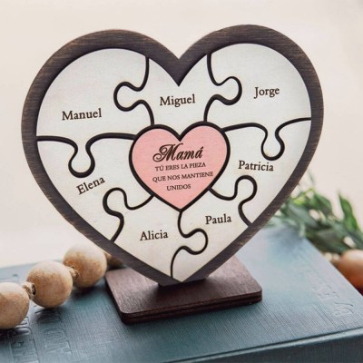 Piezas de rompecabezas personalizadas Signo de nombre Regalo del día de la madre