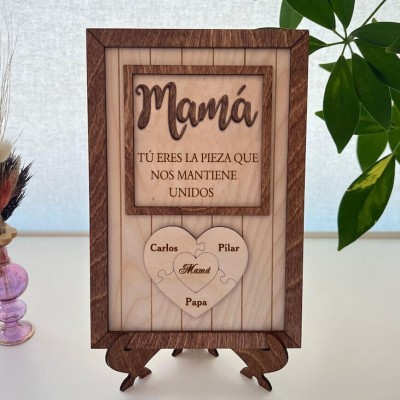 Piezas de rompecabezas personalizadas Signo de nombre Regalo del día de la madre