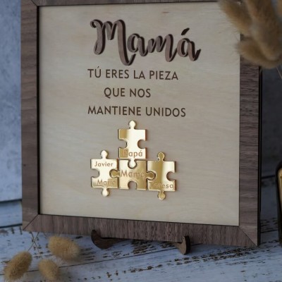 Piezas de rompecabezas personalizadas Signo de nombre Regalo del día de la madre