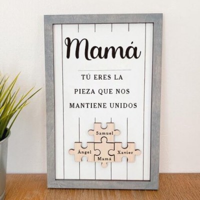Piezas de rompecabezas personalizadas Signo de nombre Regalo del día de la madre