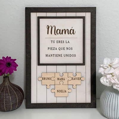 Piezas de rompecabezas personalizadas Signo de nombre Regalo del día de la madre