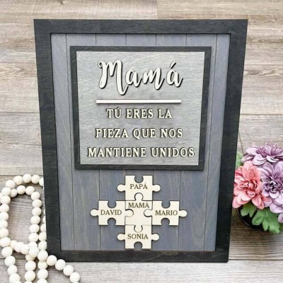Piezas de rompecabezas personalizadas Signo de nombre Regalo del día de la madre
