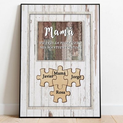 Piezas de rompecabezas personalizadas Signo de nombre Regalo del día de la madre