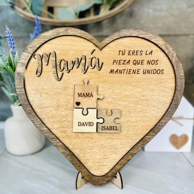 Piezas de rompecabezas personalizadas Signo de nombre Regalo del día de la madre