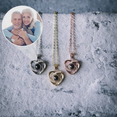 Collar de proyección de fotos de corazón personalizado