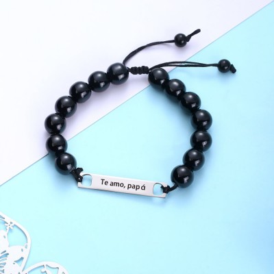 Pulsera de abalorios personalizados con barra grabada