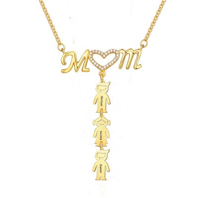 Collar de corazón de mamá personalizado con colgantes de 1-10 niños regalo para mamá