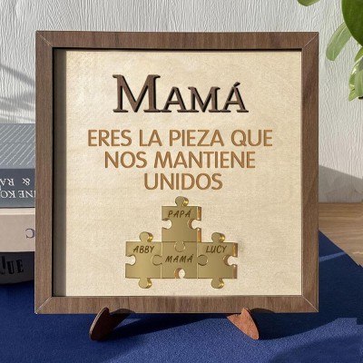 Piezas de rompecabezas personalizadas Signo de nombre Regalo del día de la madre