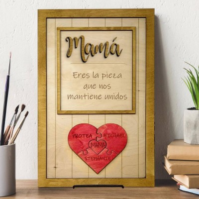 Piezas de rompecabezas personalizadas Signo de nombre Regalo del día de la madre