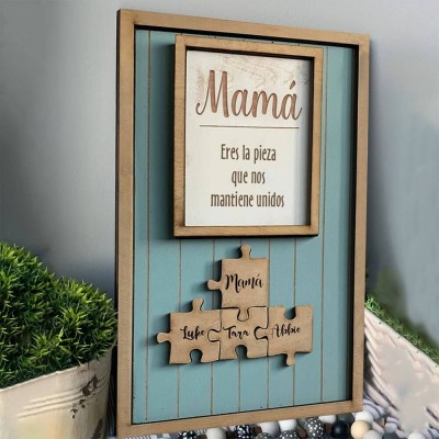 Piezas de rompecabezas personalizadas Signo de nombre Regalo del día de la madre