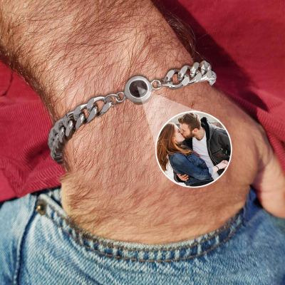 Pulsera personalizada para hombre con proyección de fotos con imagen en el interior, regalo personalizado para él, regalo de aniversario, ideas de regalos para el Día del Padre