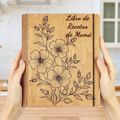Libro de recetas de madera familiar personalizado Regalo del día de Navidad