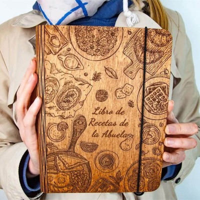 Libro de recetas de madera familiar personalizado Regalo del día de Navidad