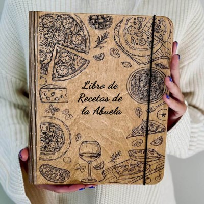 Libro de recetas de madera familiar personalizado Regalo del día de Navidad