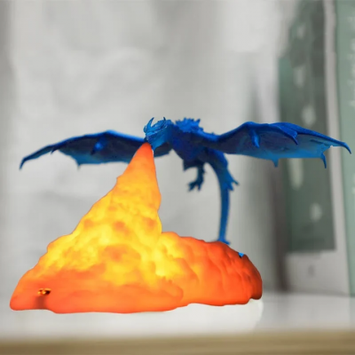 Lámpara de dragón 3D que respira fuego dragón luz noche regalo de Navidad
