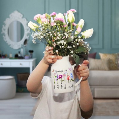 Ideas personalizadas para regalos del día de la madre del jarrón de flores de nacimiento del jardín de la abuela