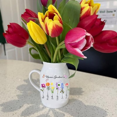 Ideas personalizadas para regalos del día de la madre del jarrón de flores de nacimiento del jardín de la abuela