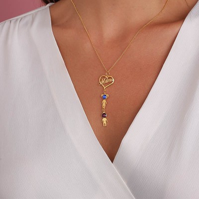 Collar de niños grabado 1-10 colgantes opcional con piedra de nacimiento