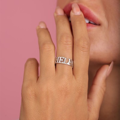 Anillo con nombre personalizado de plata esterlina S925 para ella