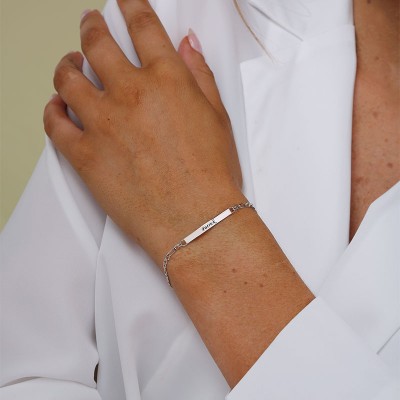 Pulsera de identificación para hombre con baño de oro
