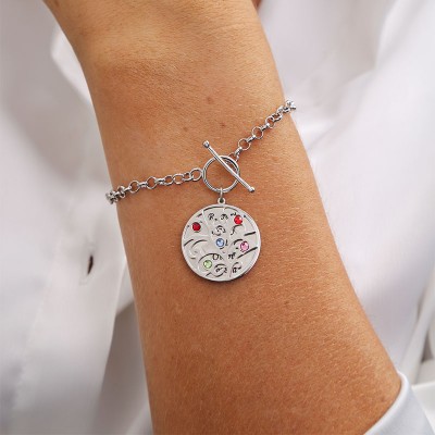 Pulsera de abalorios personalizada con 1-5 nombres y piedra de nacimiento