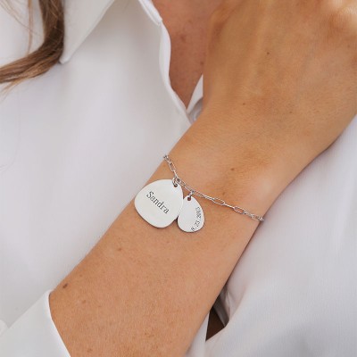 Pulsera de eslabones de cadena personalizada con 1-5 dijes grabados