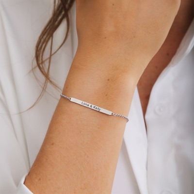 Pulsera con placa de identificación personalizada en plata de ley