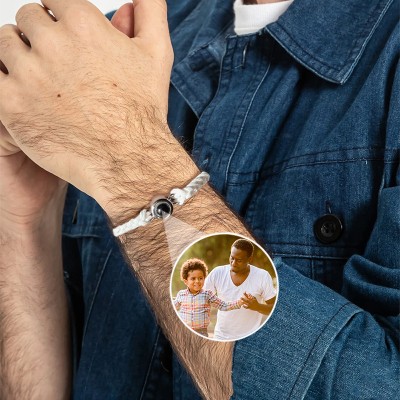 Pulsera de proyección de fotos personalizada para hombres con imagen en el interior, regalo para papá, abuelo, regalos del día del padre