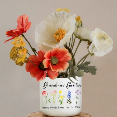 Jardín de la abuela Mes de nacimiento Flor Planta Maceta Ideas de regalos para el Día de la madre Regalo personalizado para la abuela, mamá