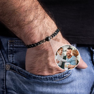 Pulsera de hombre con proyección de fotografía conmemorativa personalizada con imagen en el interior Ideas de regalos para el día del padre