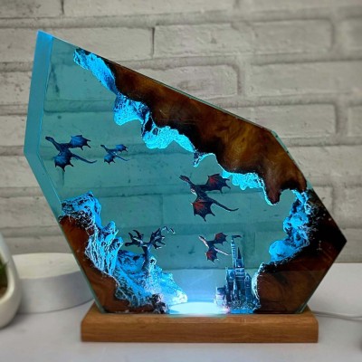 VENTA CALIENTE❗❗(60% DE DESCUENTO) Luz nocturna de resina de dragón de fuego y dragón de hielo