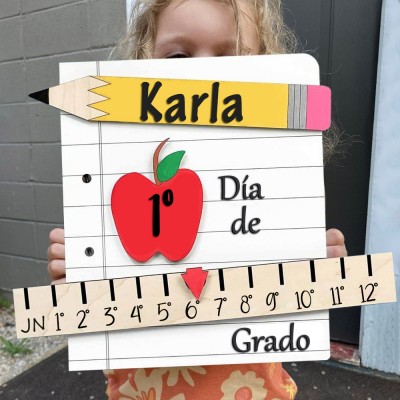 Letrero intercambiable personalizado del primer/100º/último día de colegio Para niños Ideas de regalos