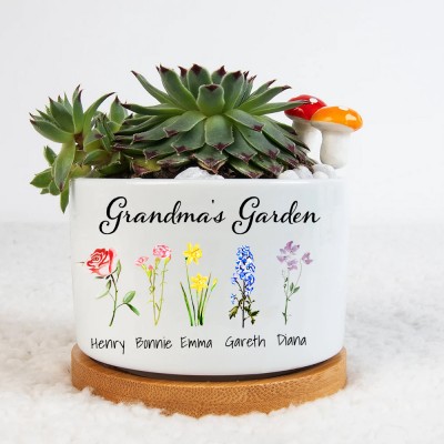 Regalo personalizado de la mini maceta de la flor del nacimiento del jardín de la abuela para la abuela Nana