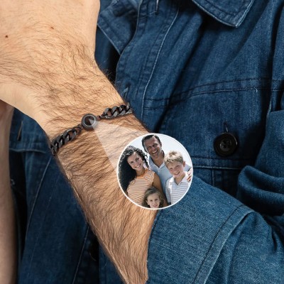 Pulsera personalizada para hombre con proyección de fotos con imagen en el interior, regalo significativo para papá, regalos del Día del Padre