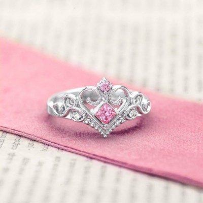 Anillo de tiara de princesa de cuento de hadas personalizado de plata esterlina S925 con grabado
