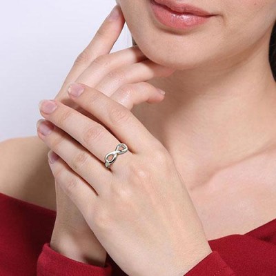 Anillo con símbolo de infinito de plata esterlina S925 con grabado