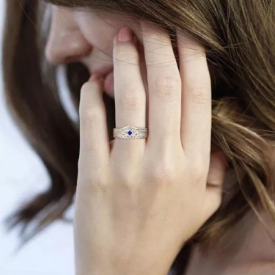 Anillo de promesa con piedra natal personalizada de plata esterlina S925