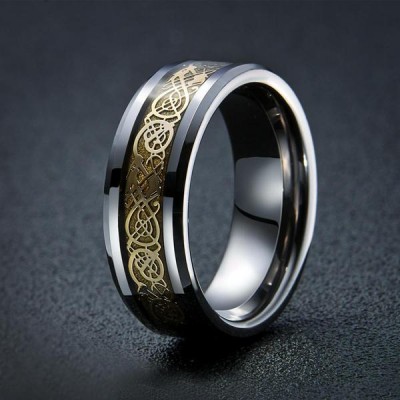 Aliento de dragón de plata esterlina S925 | Anillo vikingo de acero