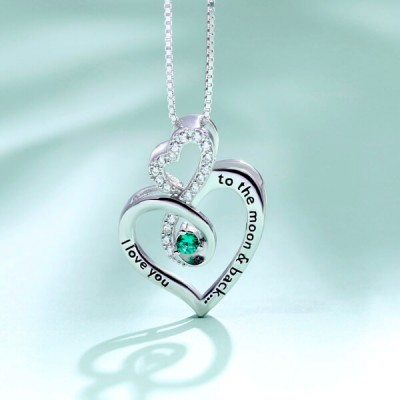 Collar de plata esterlina personalizado Infinity Heart Birthstone s925